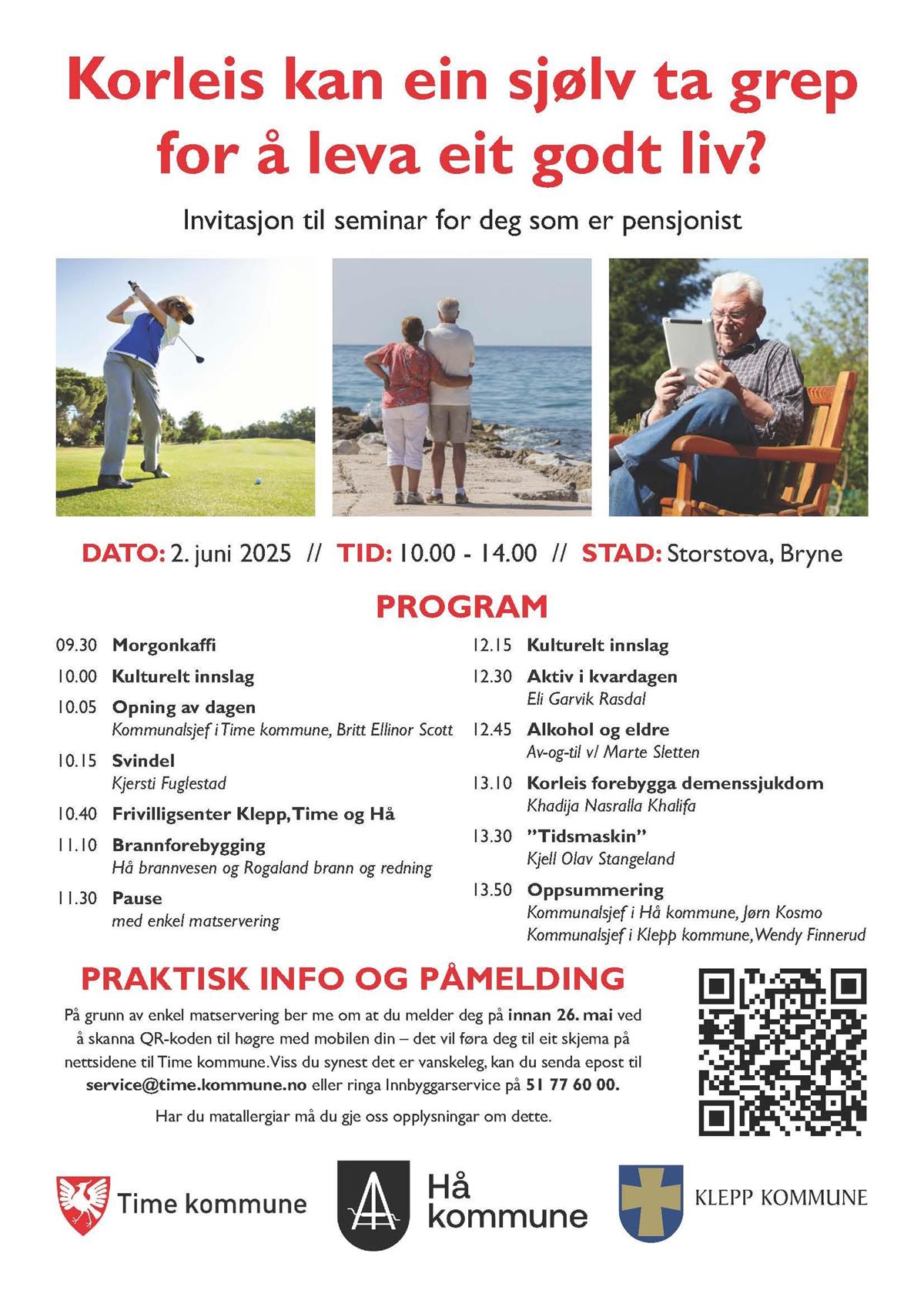 Program for seniorseminaret 2025 - Klikk for stort bilete